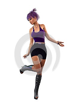 3D Clubber girl in violet outfit