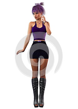 3D Clubber girl in violet outfit