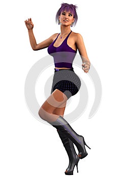 3D Clubber girl in violet outfit