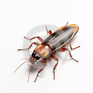 3d Cockroach Isolated On White Background - Aerial Photography Style