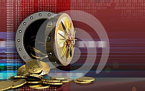 3d coins over digital red