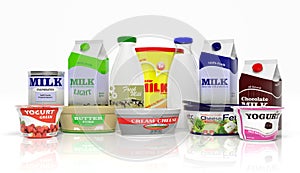 3D collection of dairy products