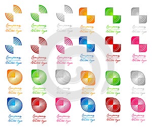 3D colored half square in circle logo