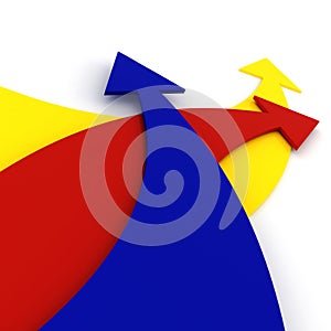 3d colorful arrrows, on white