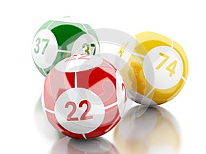 3d Colorful bingo balls against white background.
