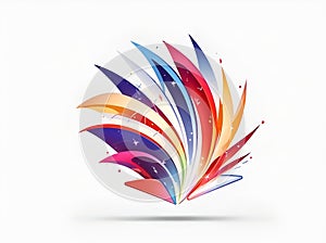 3d Colorful firework icon on white white background, isolated, new year