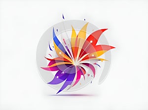 3d Colorful firework icon on white white background, isolated, new year