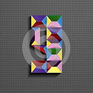 3d colorful geometric number Nine from building bricks. realistic 3d number Nine. puzze number. isometric numbers 3d.