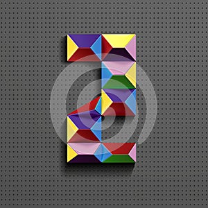 3d colorful geometric number Two from building bricks. realistic 3d number Nine. puzze number. isometric numbers 3d.