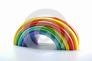 3D colorful rainbow arch. Isolated on white background. Generated AI