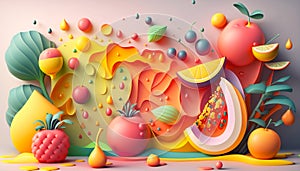 3d colorfull background with fruits