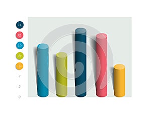 3D colummn chart, graph. Simply color editable.