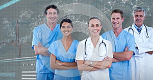 3D Composite image of portrait of confident doctors and surgeons
