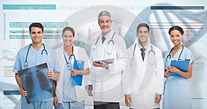 3D Composite image of portrait of confident medical team