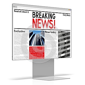 3D computer monitor - breaking news concept