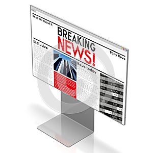 3D computer monitor - breaking news concept