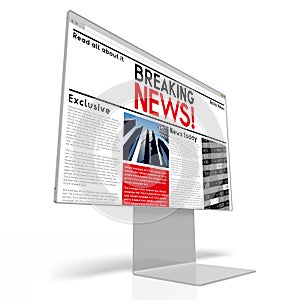 3D computer monitor - breaking news concept