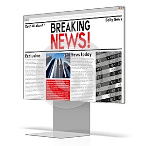 3D computer monitor - breaking news concept