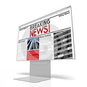 3D computer monitor - breaking news concept