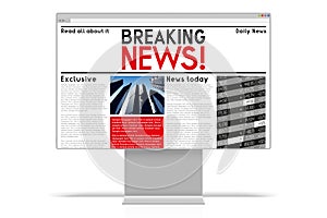 3D computer monitor - breaking news concept