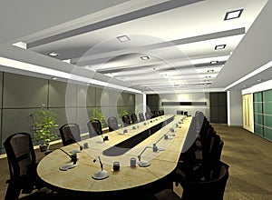 3D computer render illustration of Conference Room