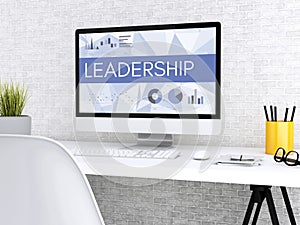 3d Computer with word LEADERSHIP.