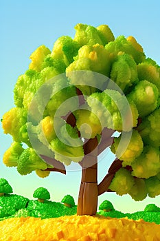 3d concept art illustration of tree, ai generated art Illustration.