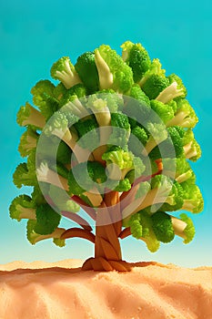 3d concept art illustration of tree, ai generated art Illustration.