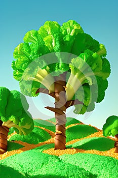 3d concept art illustration of tree, ai generated art Illustration.