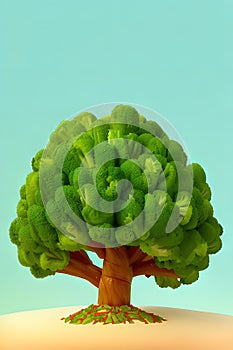 3d concept art illustration of tree, ai generated art Illustration.