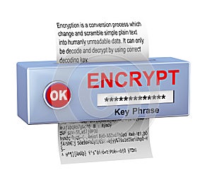 3d concept of data encryption process