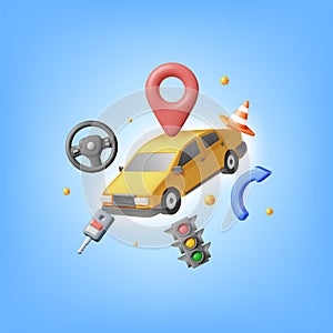 3D Concept of Driving School Isolated