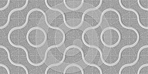 3D concrete wall tiles, wallpaper, concrete background with texture roundabout tile flower pattern