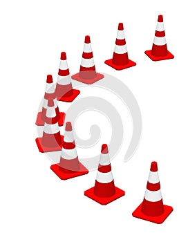 3D cones red white 16