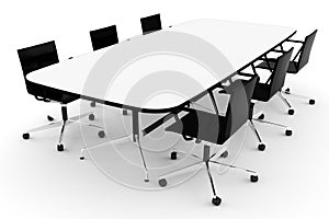 3d conference table, on white