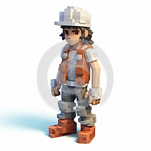 3d Construction Worker Character In Nintencore Style