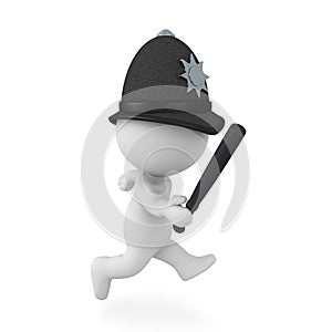 3D Cop running holding police baton