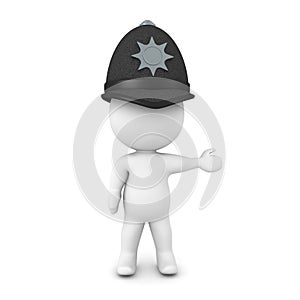 3D Cop wearing british bobby hat