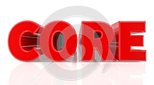 3D CORE word on white background 3d rendering