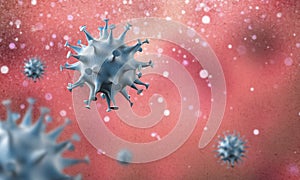 3d coronavirus cells close up background.