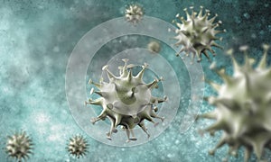 3d coronavirus cells close up background.