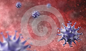 3d coronavirus cells close up background.