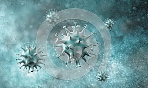 3d coronavirus cells close up background.