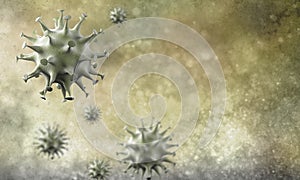 3d coronavirus cells close up background.