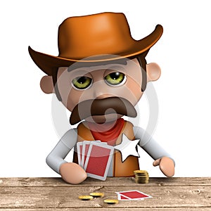 3d Cowboy sheriff plays poker