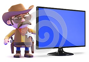 3d Cowboy sheriff with widescreen tv