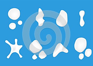 3d creamy milk drops set on blue background vector illustration