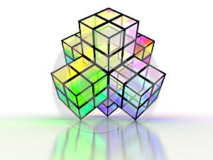 3D crossed colorful structure made of transparent