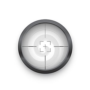 3D crosshair target, circle of sniper score with weapon zoom, rifle optical sight view