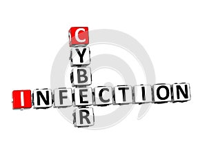 3D Crossword Cyber Infection on white background